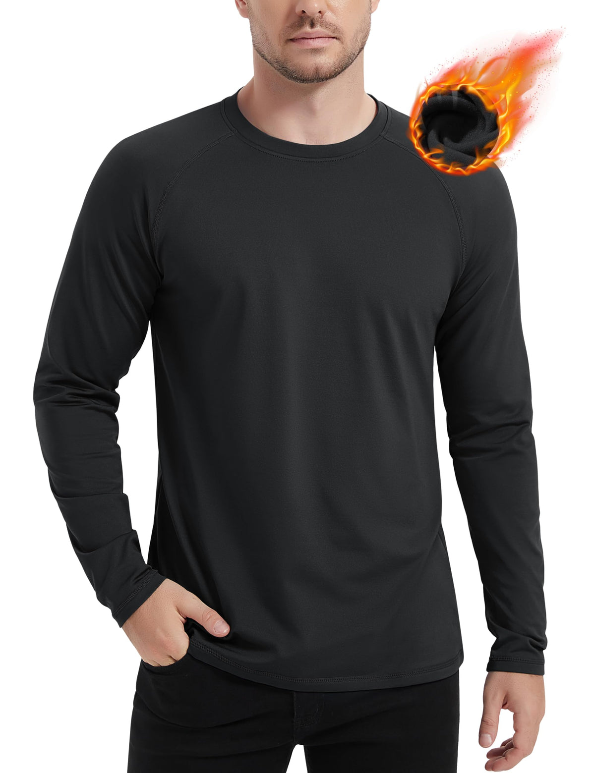 MAGCOMSEN Men's Thermal Shirt Fleece Lined Long Sleeve Athletic Base Layer Workout Top