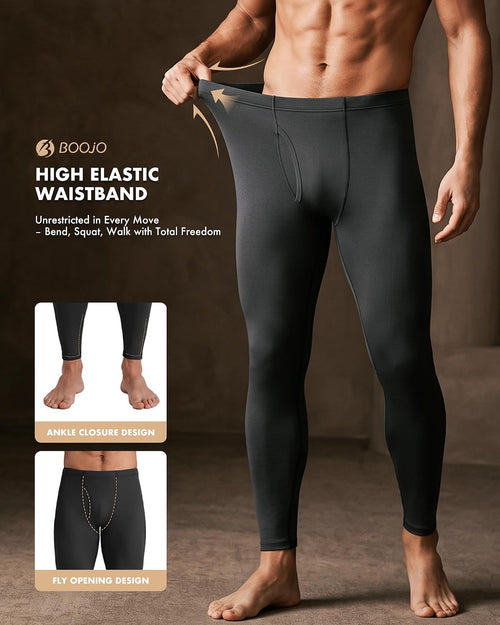 2 Pack Thermal Underwear for Men - Long Johns Fleece Lined Base Layer Pants