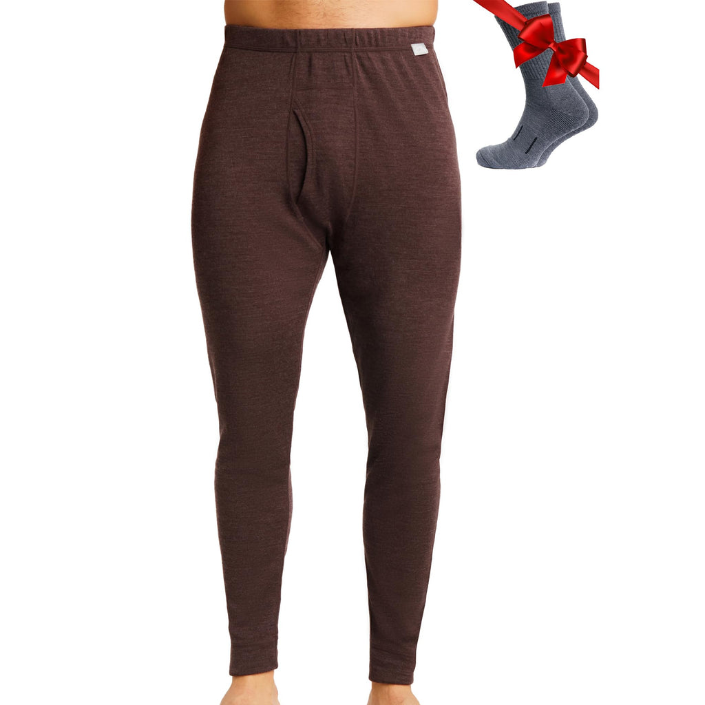 100% Merino Wool Base Layer Mens Pants - Thermal Underwear Long Johns