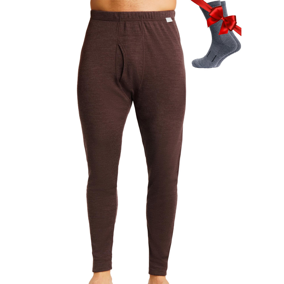 100% Merino Wool Base Layer Mens Pants - Thermal Underwear Long Johns