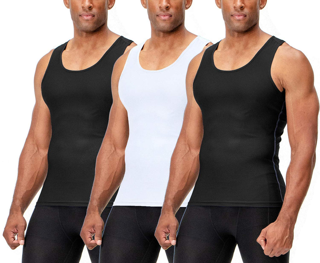 DEVOPS 3 Pack Men's Muscle Dry Fit Compression Tank Top Sleeveless Shirt