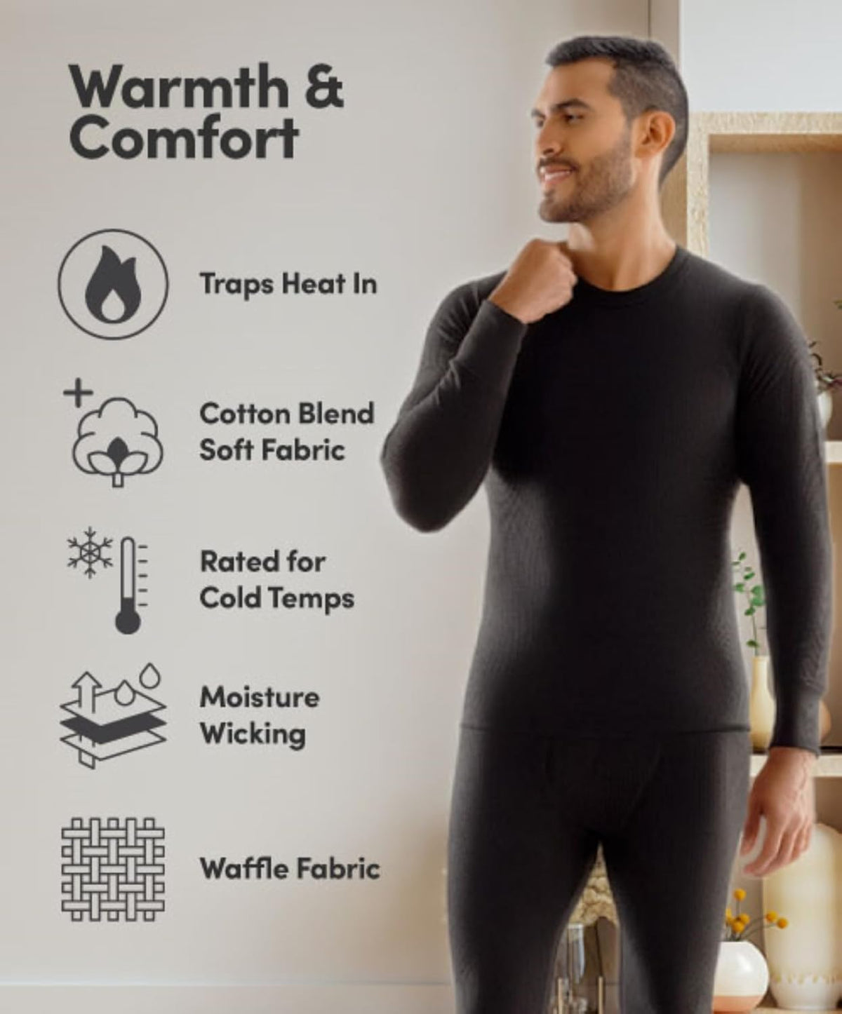 Fruit of the Loom Men's Recycled Waffle Thermal Underwear Crew Top