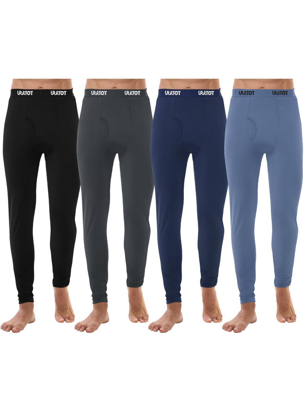 URATOT Men's Thermal Underwear Bottom Fleece Long Johns for Men Soft Warm Base Layer Thermal Pants for Cold Weather