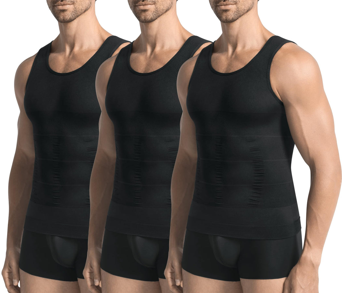 3 Pack Compression Shirt Men Body Shaper Vest Workout Tank Top