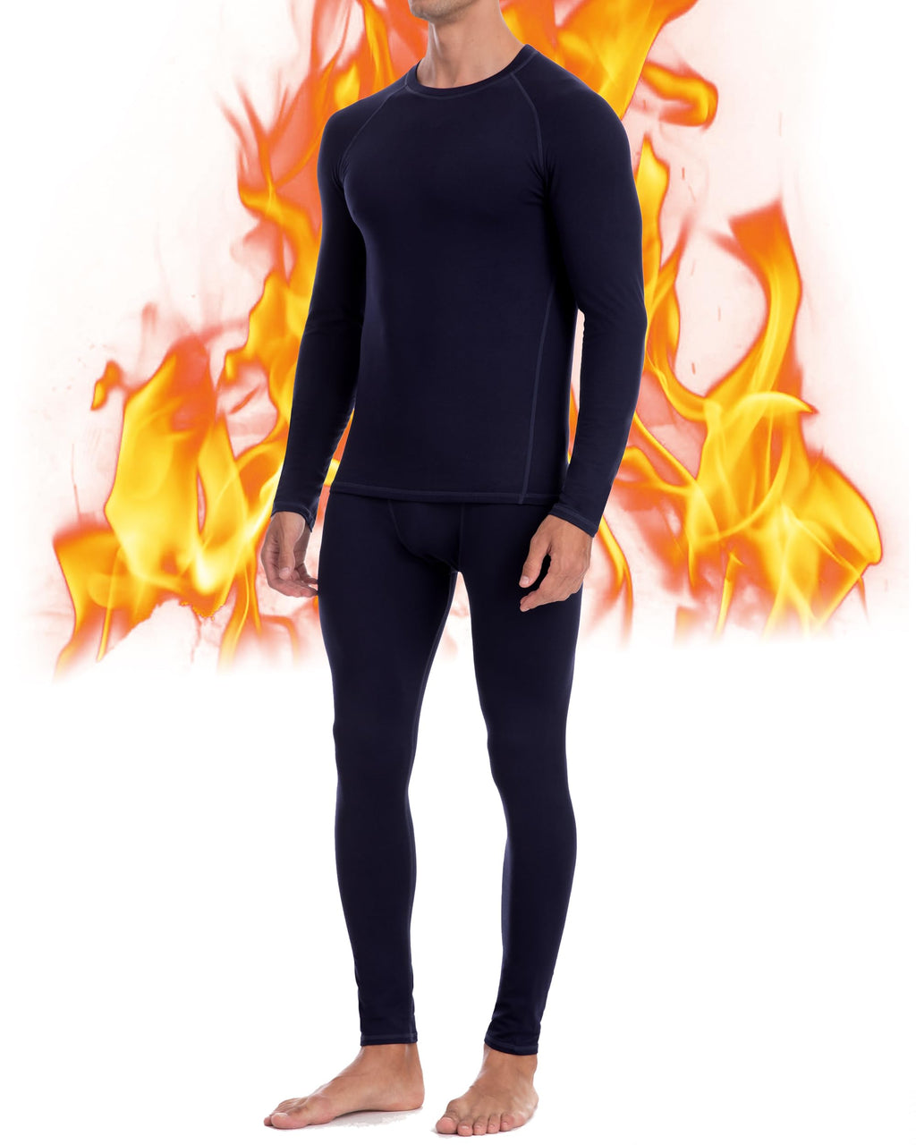 Thermal Underwear for Men, Fleece Lined Long Johns Base Layer Set