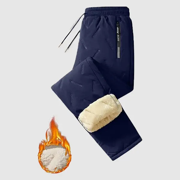 Men's Plain Fleece-Lined Protective Thermals Pants - Thick Plush, Multi-Layer Solid Design, 1 Piece, Zippered Pockets, Regular Fit, Easy Movement, Casual Look, Winter Outdoor Hiking Snow Trousers, Protective Thermals Men's Pants