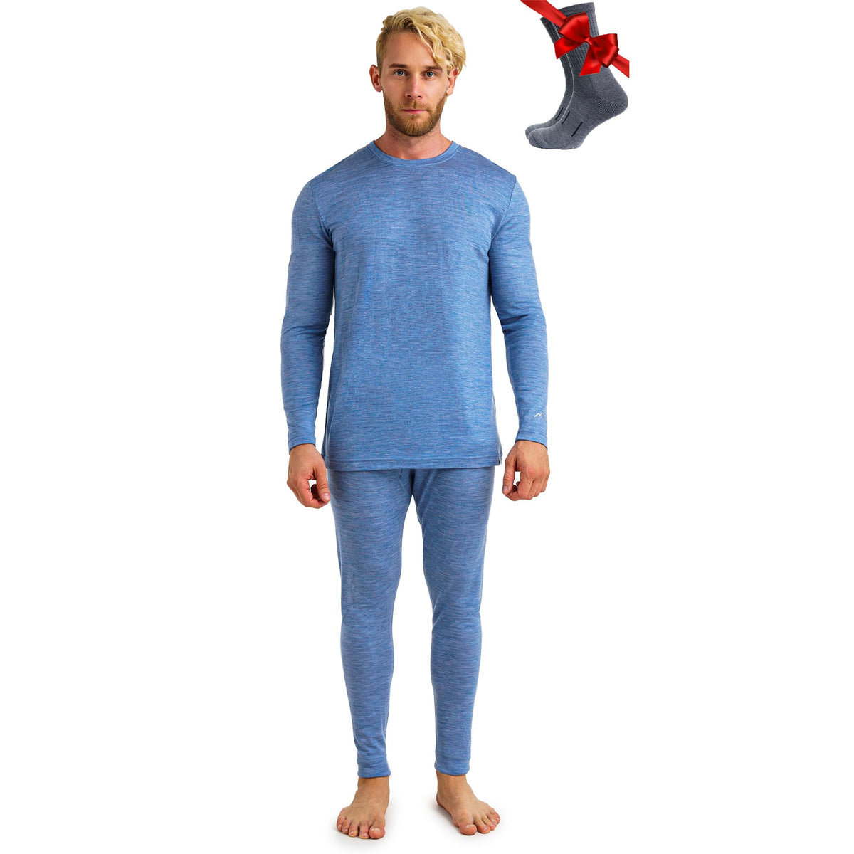 100% Merino Wool Base Layer Men Set - Thermal Underwear for Men Long Johns