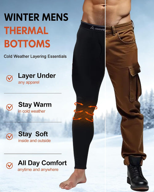 4 or 2 Pack Men's Thermal Pants Fleece Lined Long Johns Bottom Base Layer