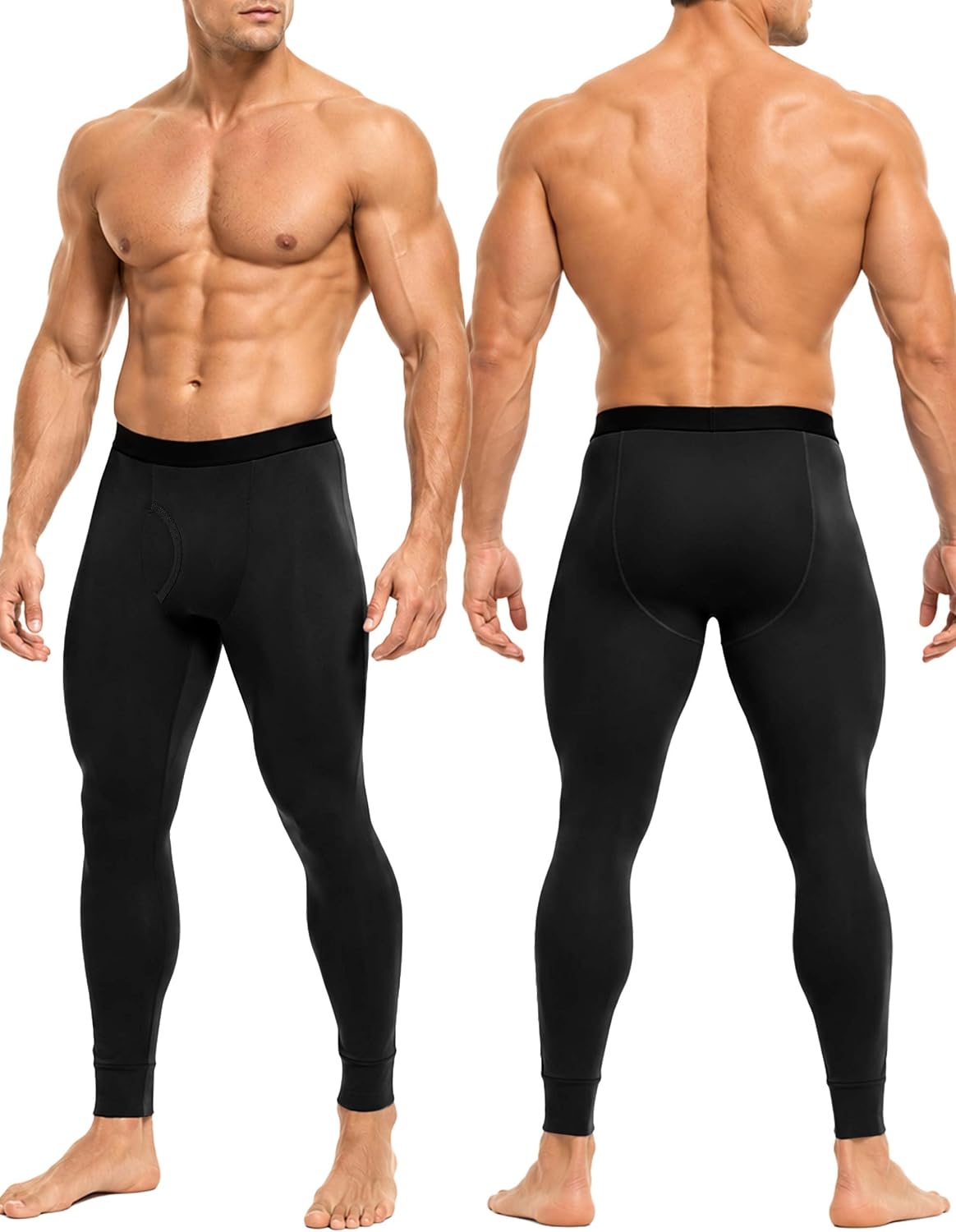 Roadbox Mens Thermal Pants Fleece Lined Long John Underwear Bottom with Fly