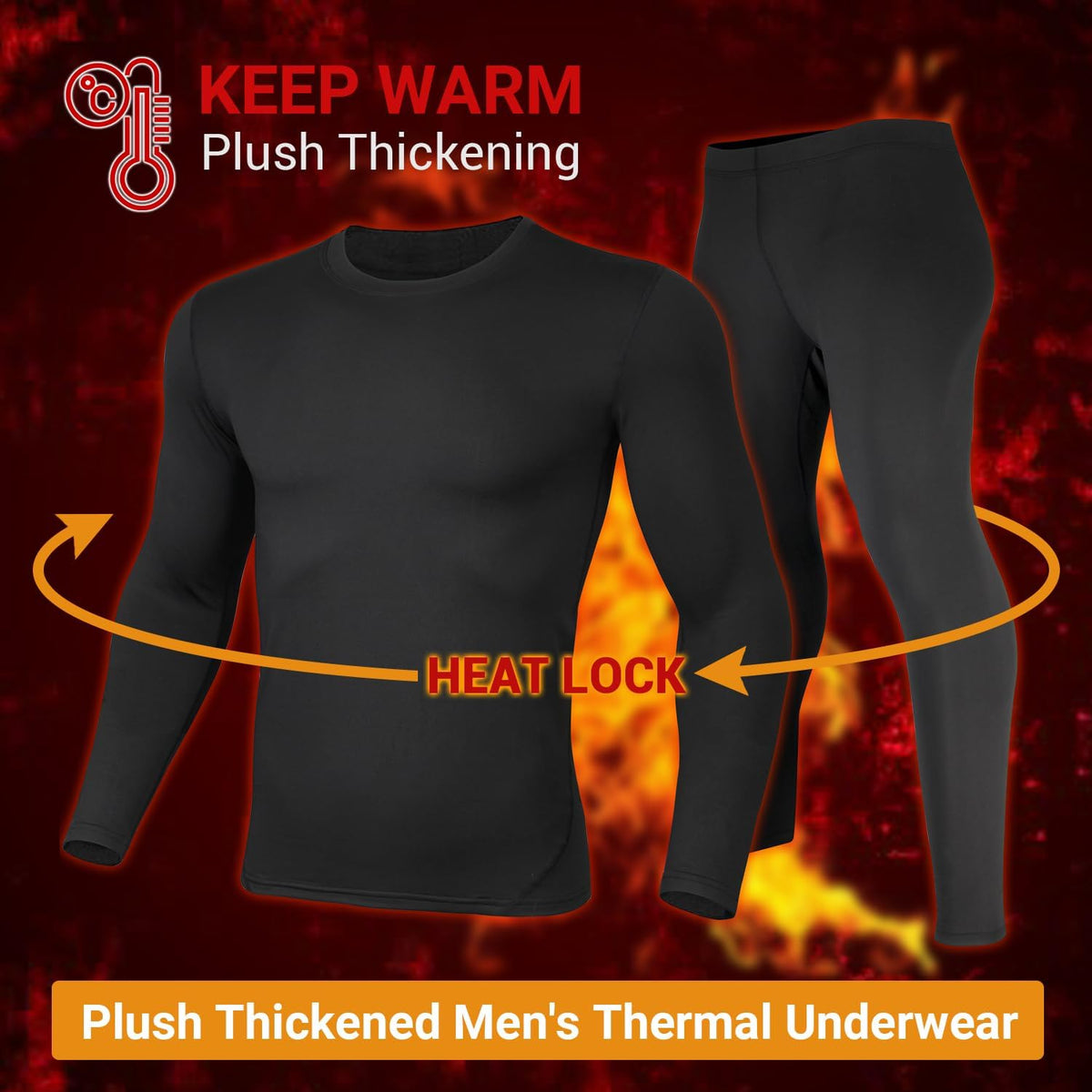 Mens Thermal Underwear Long Johns Set Base Layer Fleece Lined Winter Warm