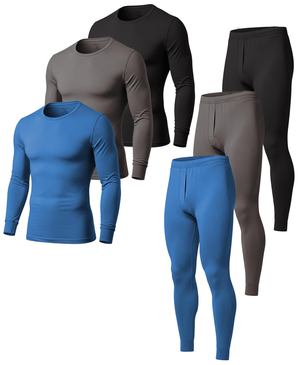 AMERICAN HEAVEN Men's Base Layer Thermal Underwear Set | 100% Cotton | Long Sleeve Top & Pant | Multi Packs