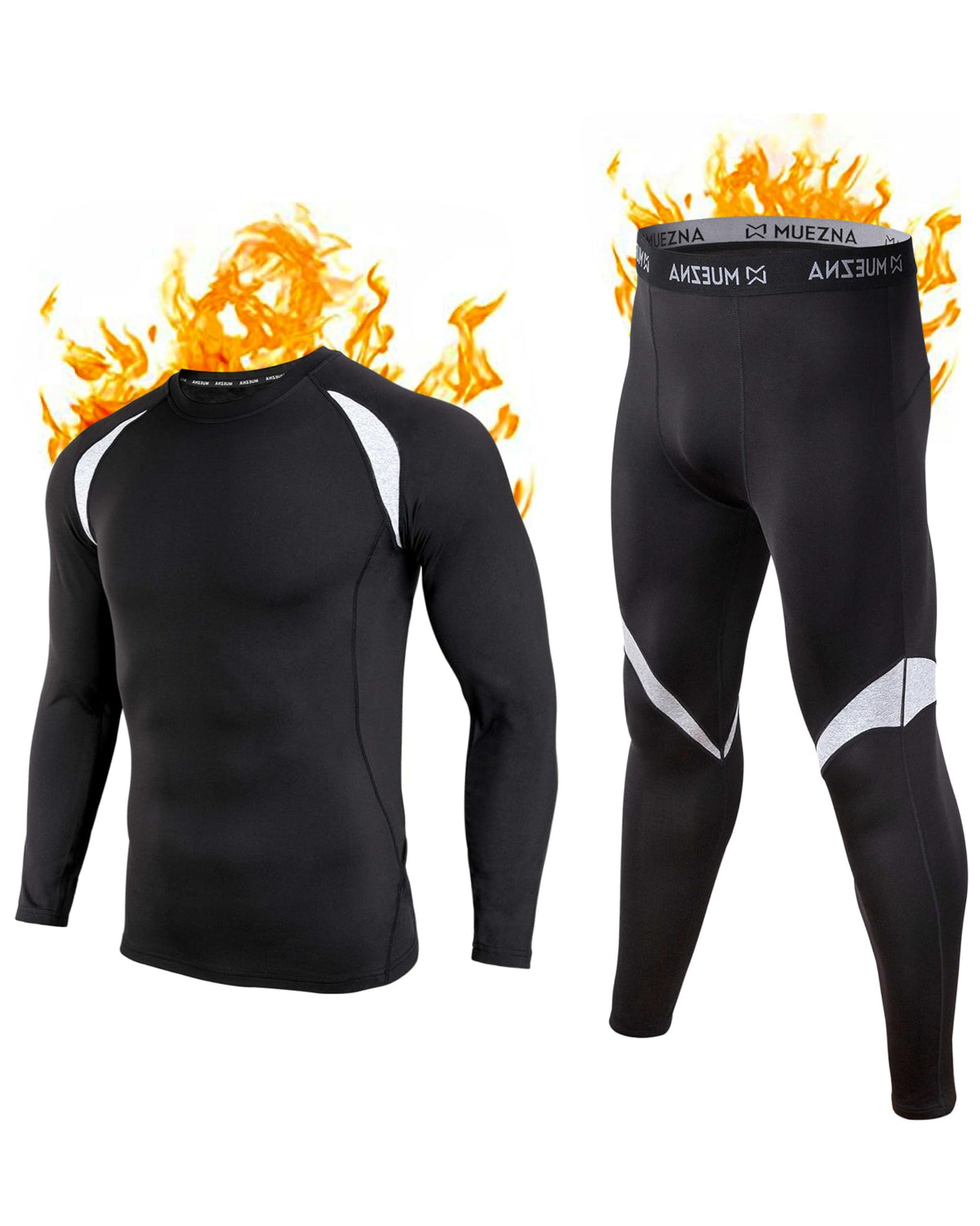 Muezna Men's Thermal Top and Bottom Set Underwear Long Johns Base Layer
