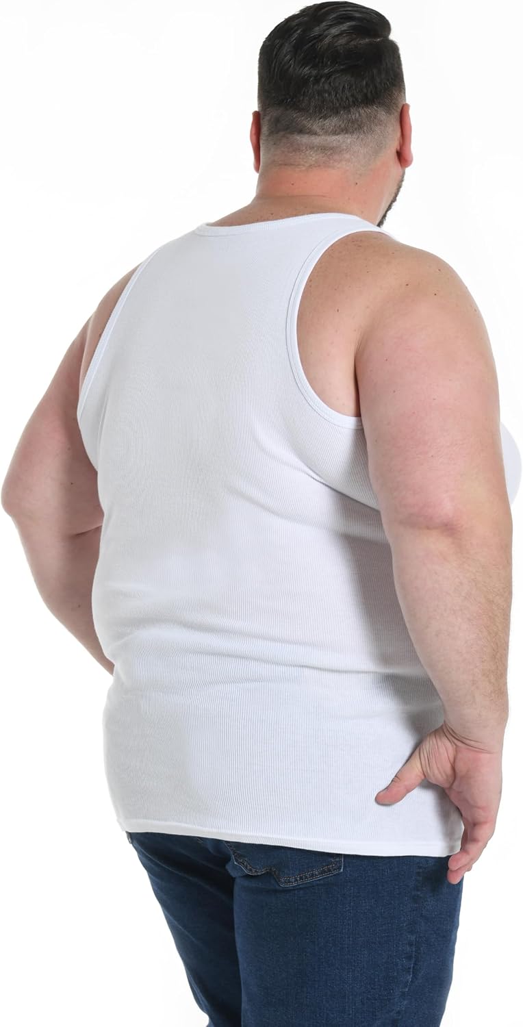 Comfneat Men's 4-Pack Big & Tall Ribbed Tank Tops 100% Cotton Undershirts