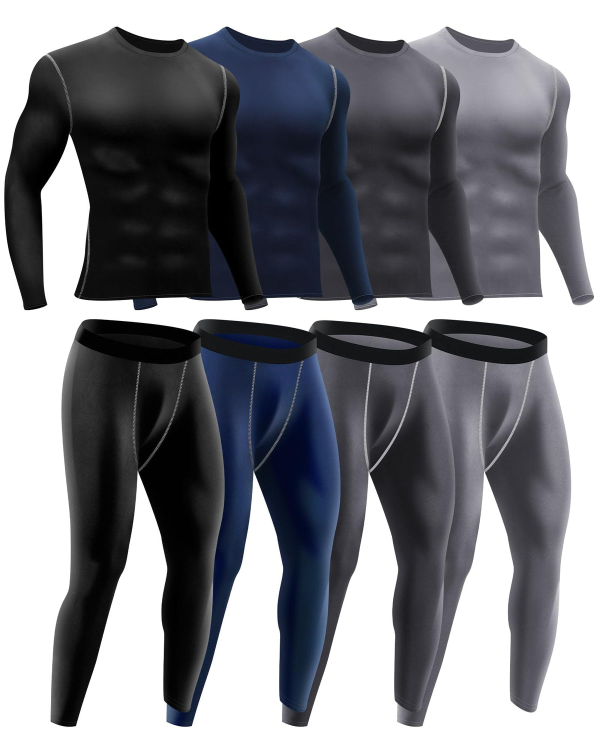 Hicarer 4/6 Set Mens Thermal Underwear Winter Base Layer