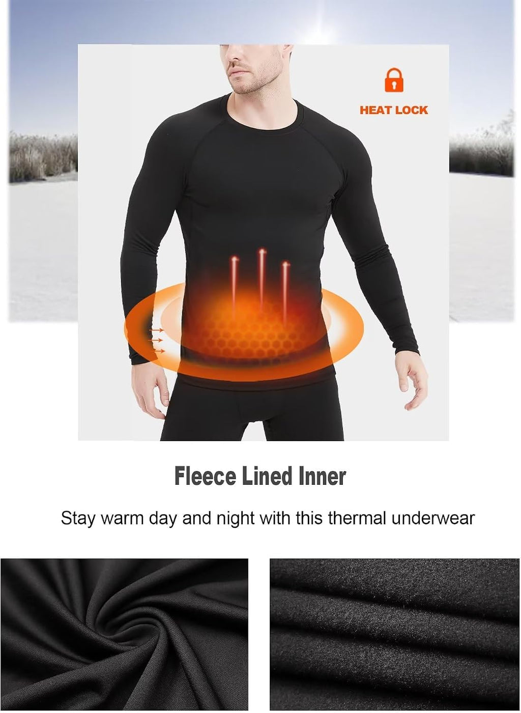 Dalavch 5 Pack Thermal Compression Shirts for Men Long Sleeve Fleece Lined