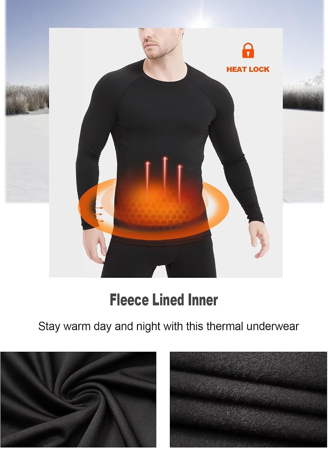 Dalavch 5 Pack Thermal Compression Shirts for Men Long Sleeve Fleece Lined
