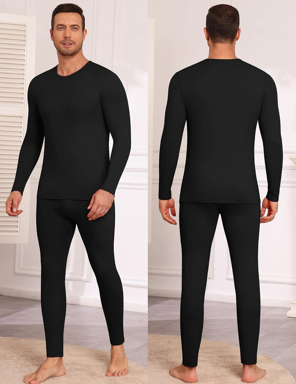 Thermal Underwear for Men Long Johns Set Winter Base Layer Top and Bottom