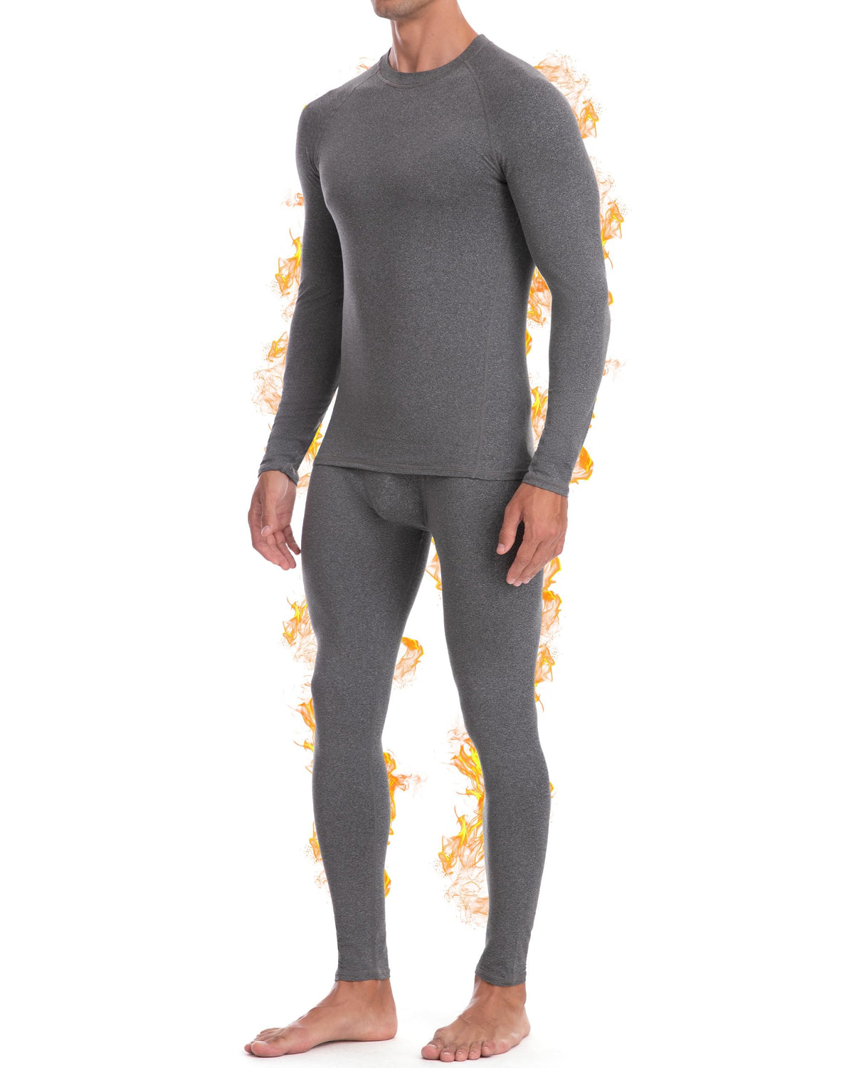 Thermal Underwear for Men, Fleece Lined Long Johns Base Layer Set