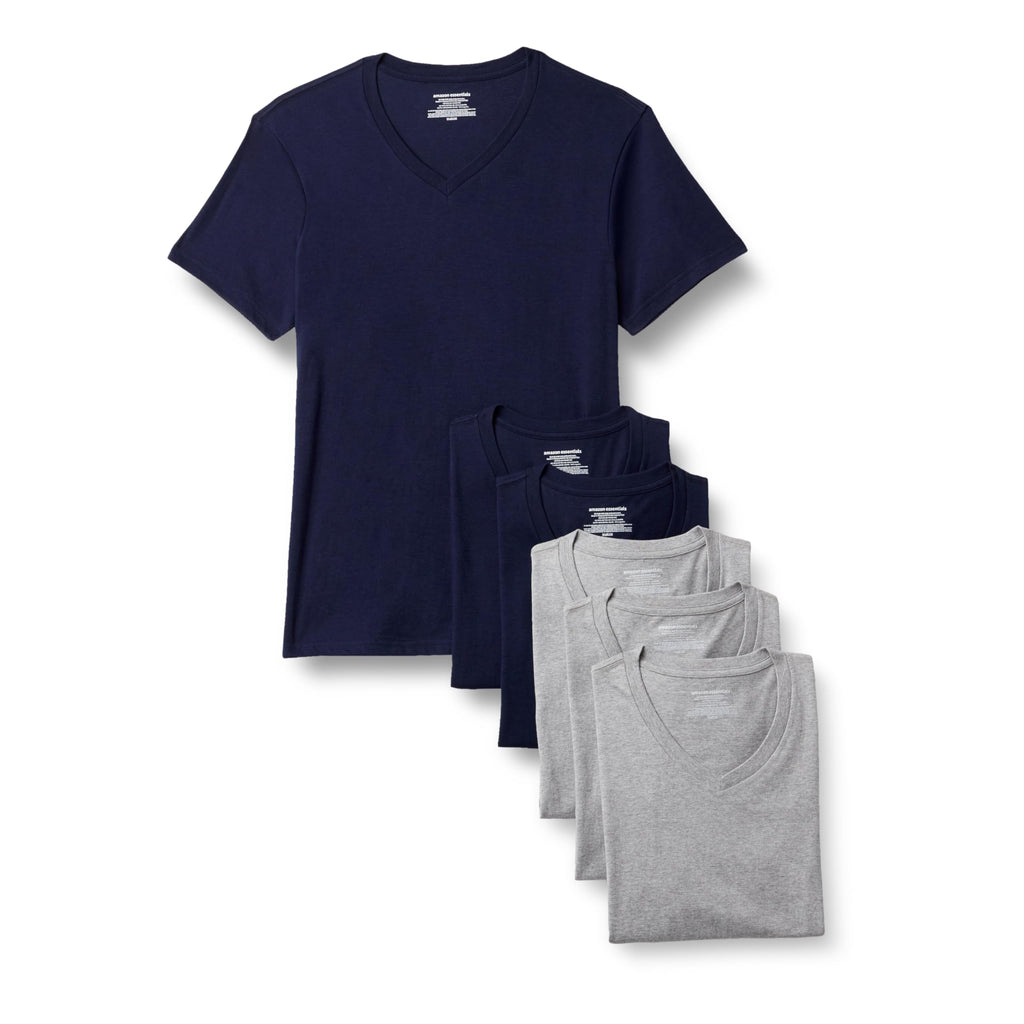 Amazon Essentials Men's Slim Fit V-Neck Undershirt, Breathable Cotton, Pack of 6