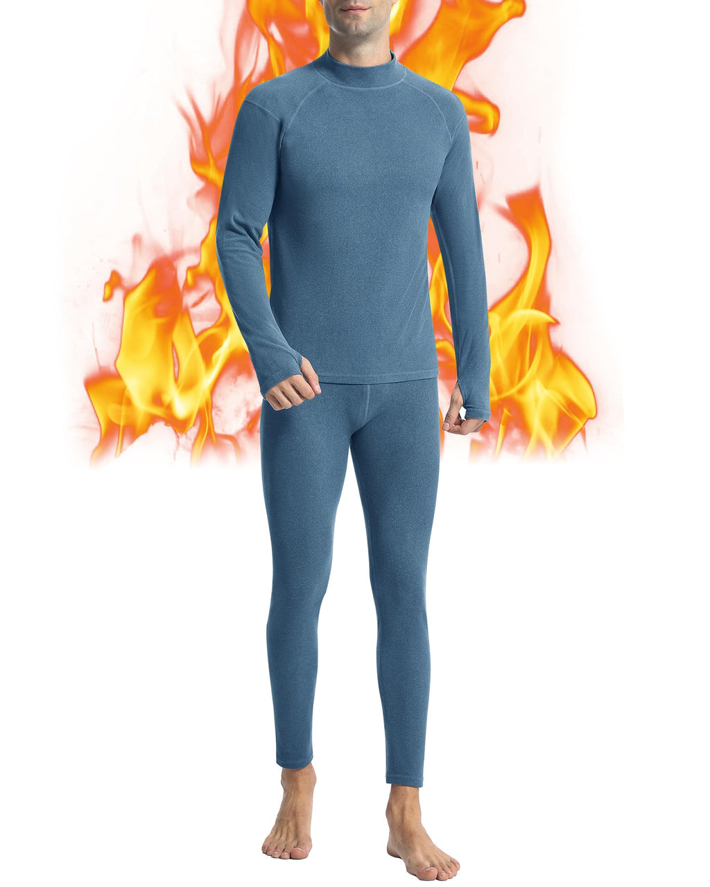 Runhit Mens Thermal Underwear Set：Fleece Lined Long Johns for Men Thermal Shirts and Pants Base Layer Cold Weather Thermals