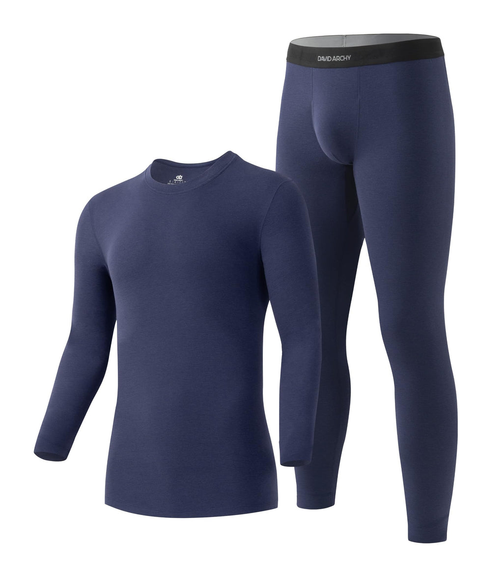 DAVID ARCHY Men’s Lightweight Thermal Underwear Set, Breathable Comfort Base Layer for Cold Weather(30–55°F)