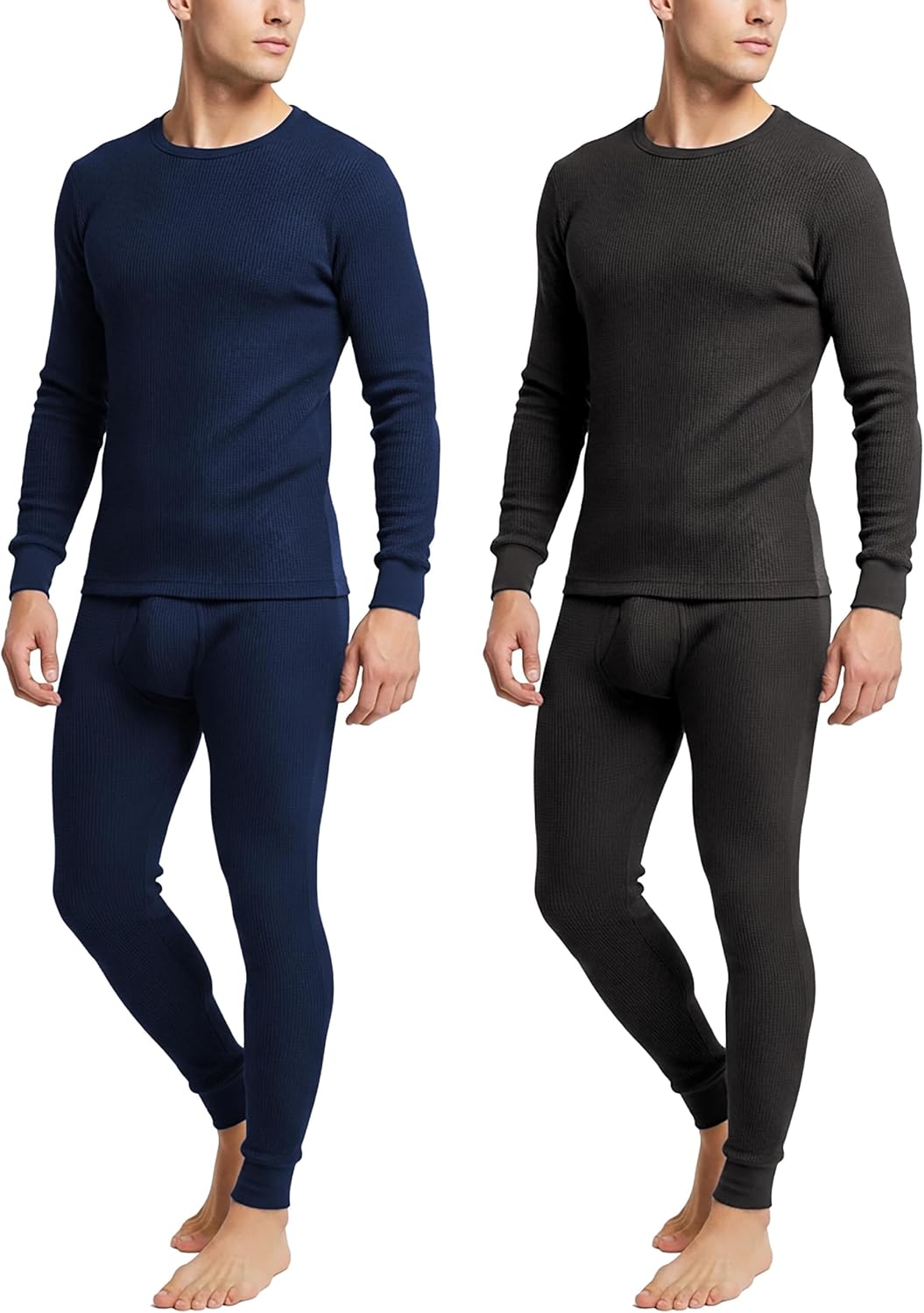 Andrew Scott Men's Traditional Waffle Thermal Top & Bottom Set | Cotton Blend Base Layer Shirt -Long John Underwear