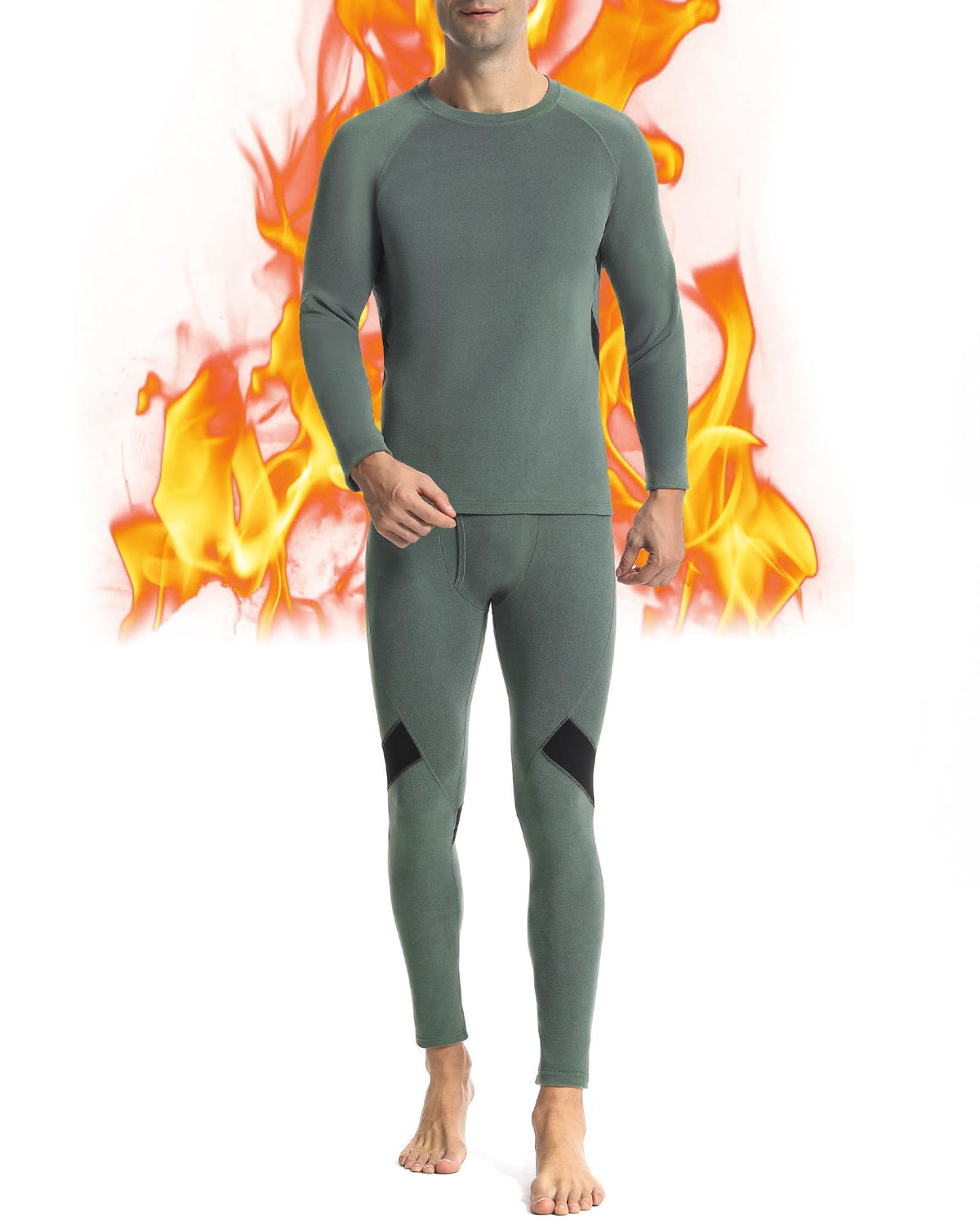 Runhit Mens Thermal Underwear Set：Fleece Lined Long Johns for Men Thermal Shirts and Pants Base Layer Cold Weather Thermals