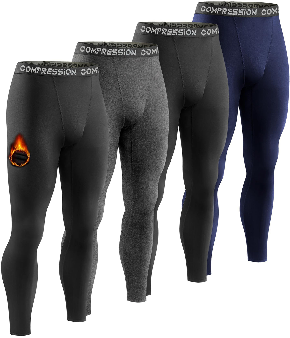 Dalavch 4 Pack Men's Thermal Compression Pants Fleece Lined Leggings