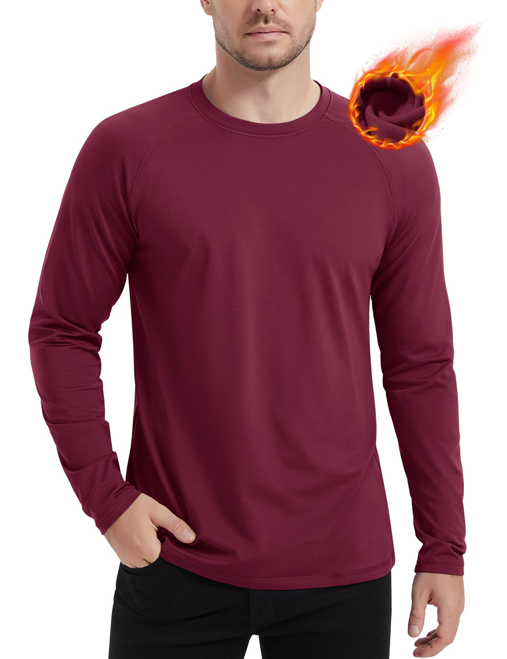 MAGCOMSEN Men's Thermal Shirt Fleece Lined Long Sleeve Athletic Base Layer Workout Top
