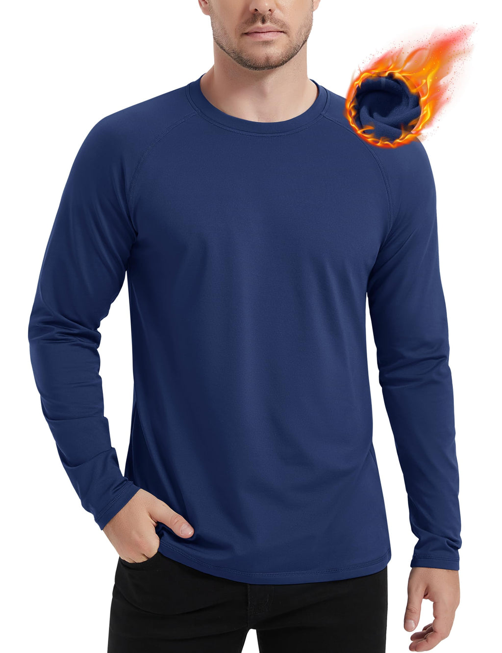 MAGCOMSEN Men's Thermal Shirt Fleece Lined Long Sleeve Athletic Base Layer Workout Top