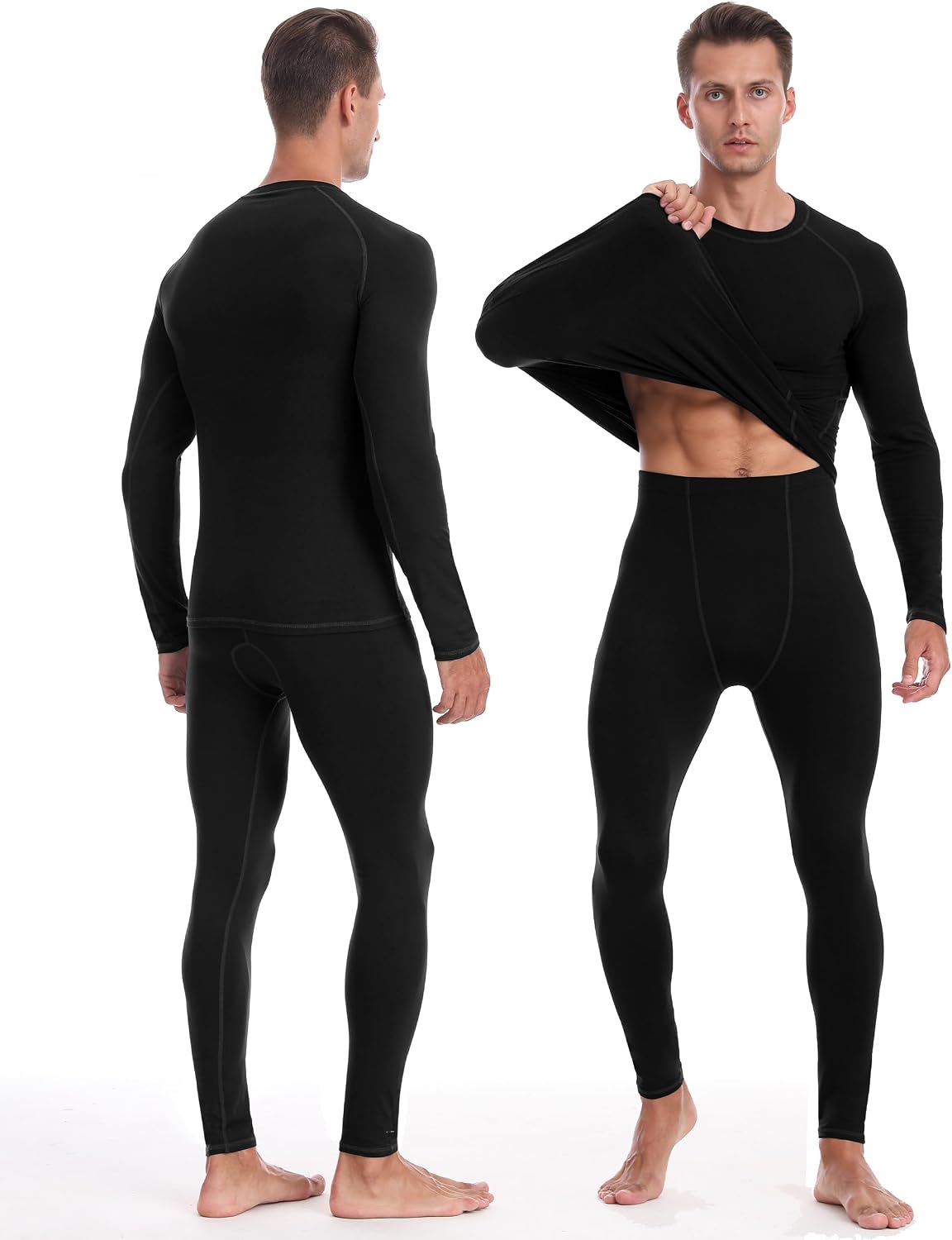 Thermal Underwear for Men, Fleece Lined Long Johns Base Layer Set