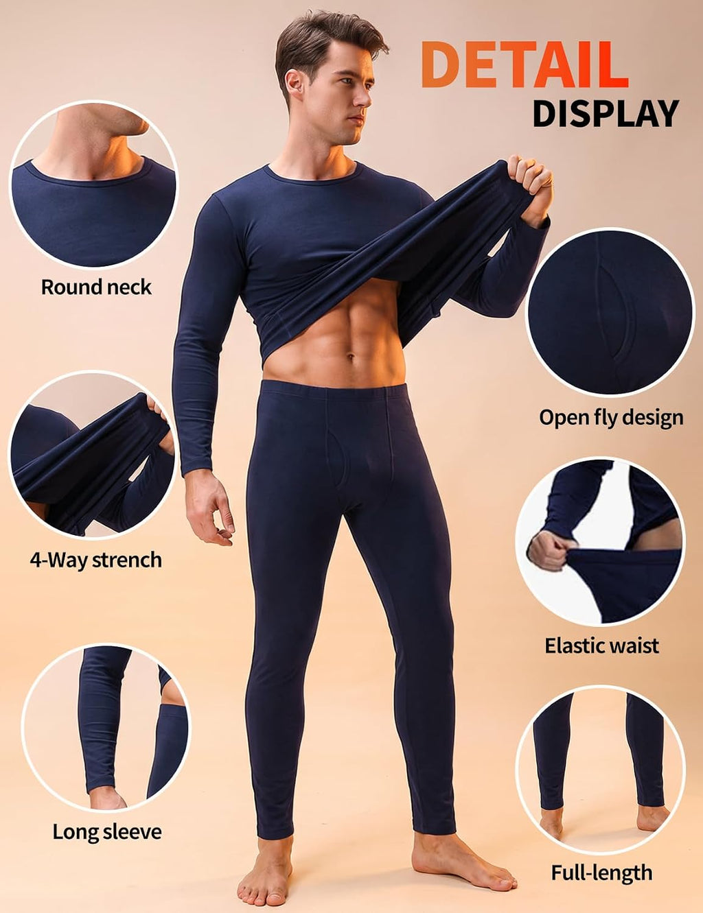 Arssm Men Thermal Underwear Sets Fleece Lined Base Layer Long Johns