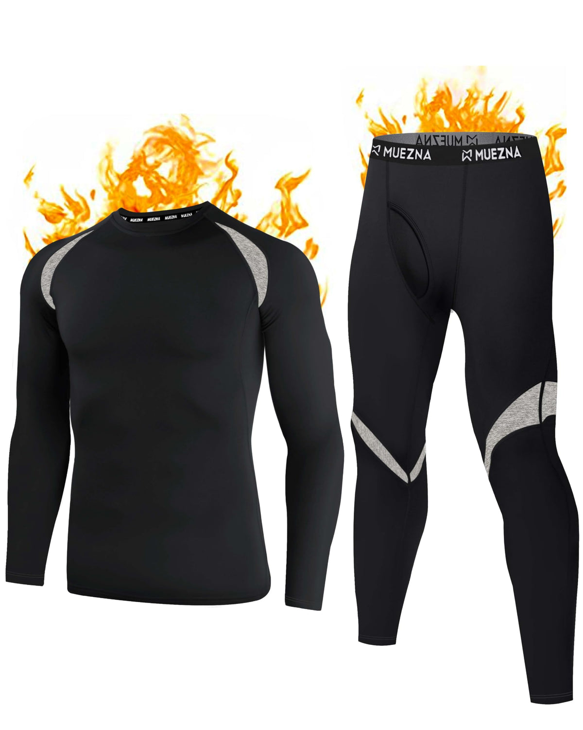 Muezna Men's Thermal Top and Bottom Set Underwear Long Johns Base Layer