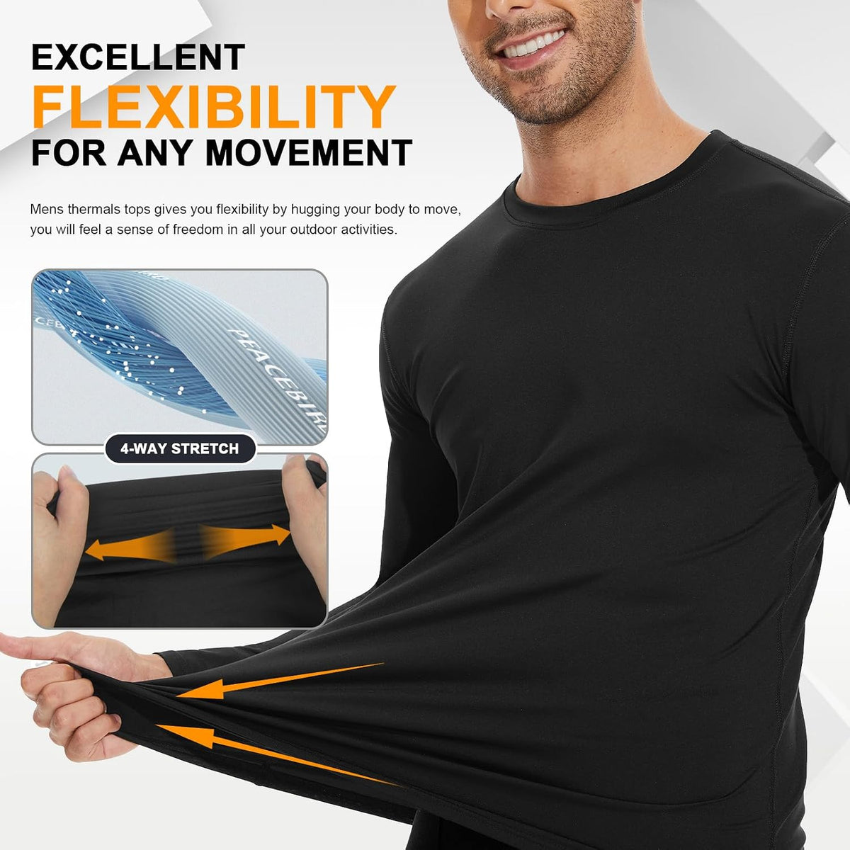SIMIYA Mens Thermals Long Sleeve Undershirt Base Layer Long John Shirts