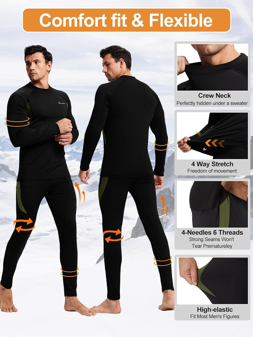 romision Thermal Underwear for Men Long Johns Set Hunting Gear Base Layer