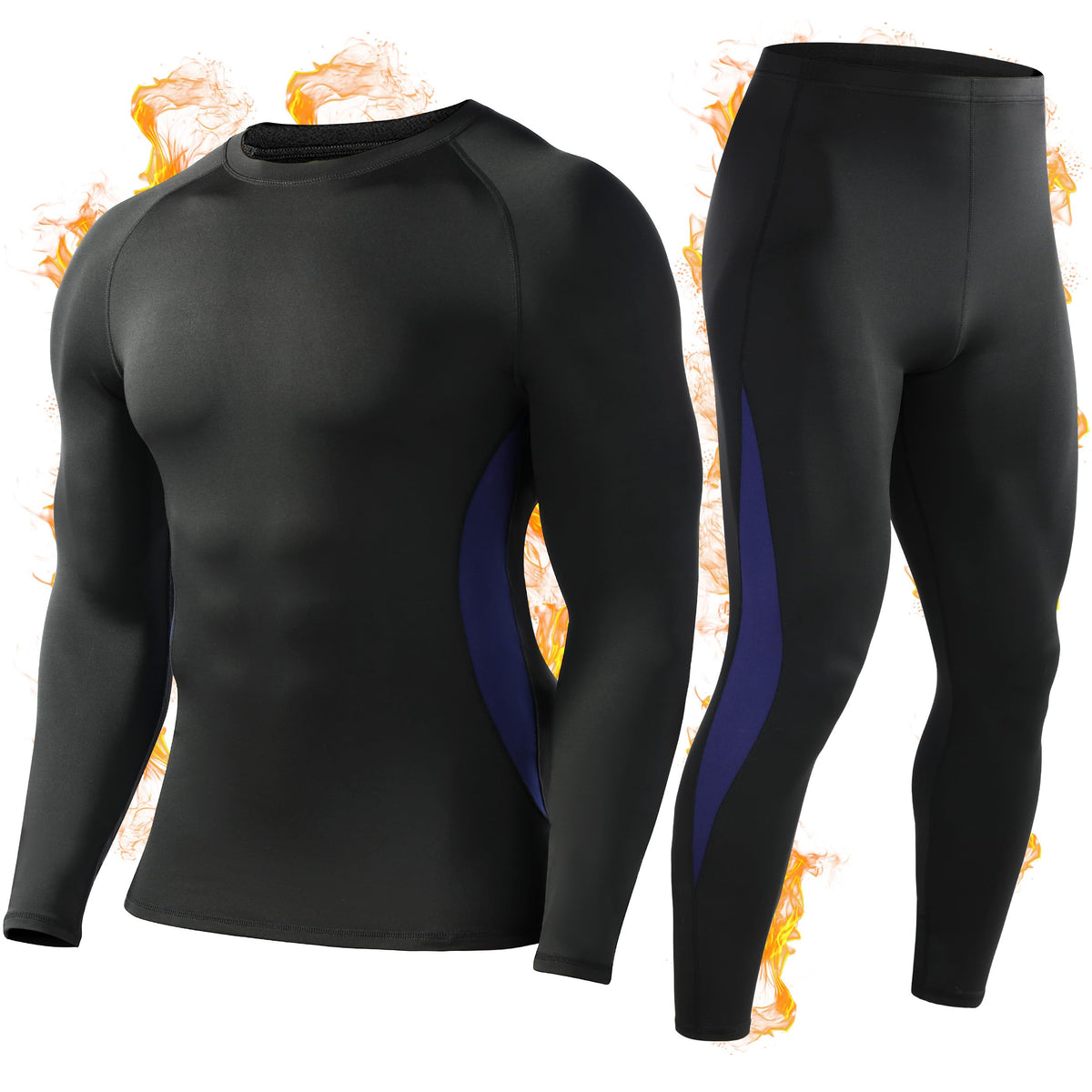 Roadbox Thermal Underwear for Men, Fleece Lined Long Johns Base Layer Set