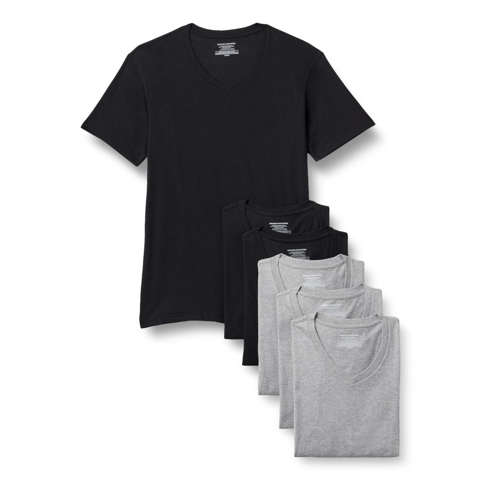 Amazon Essentials Men's Slim Fit V-Neck Undershirt, Breathable Cotton, Pack of 6