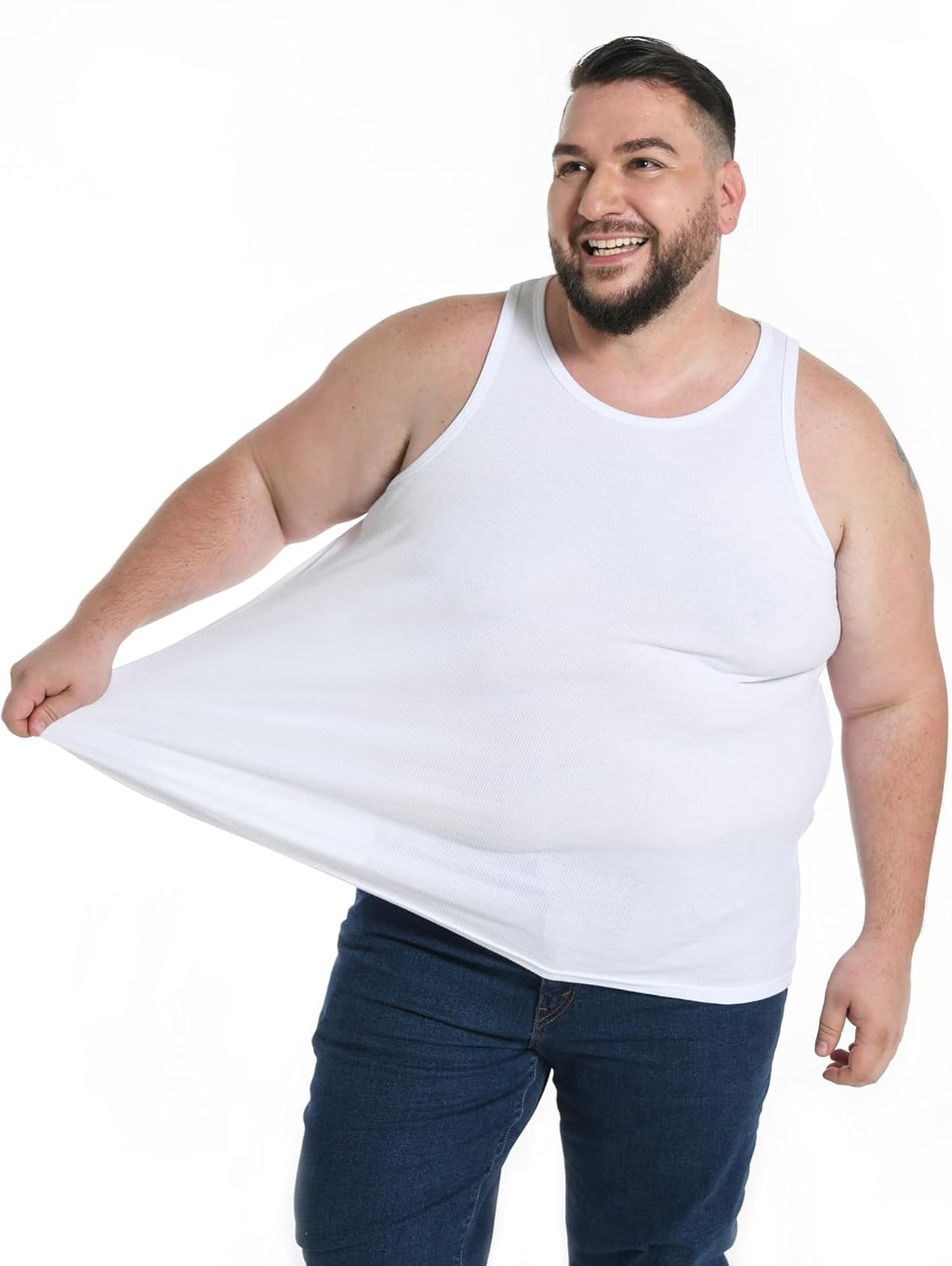 Comfneat Men's 4-Pack Big & Tall Ribbed Tank Tops 100% Cotton Undershirts