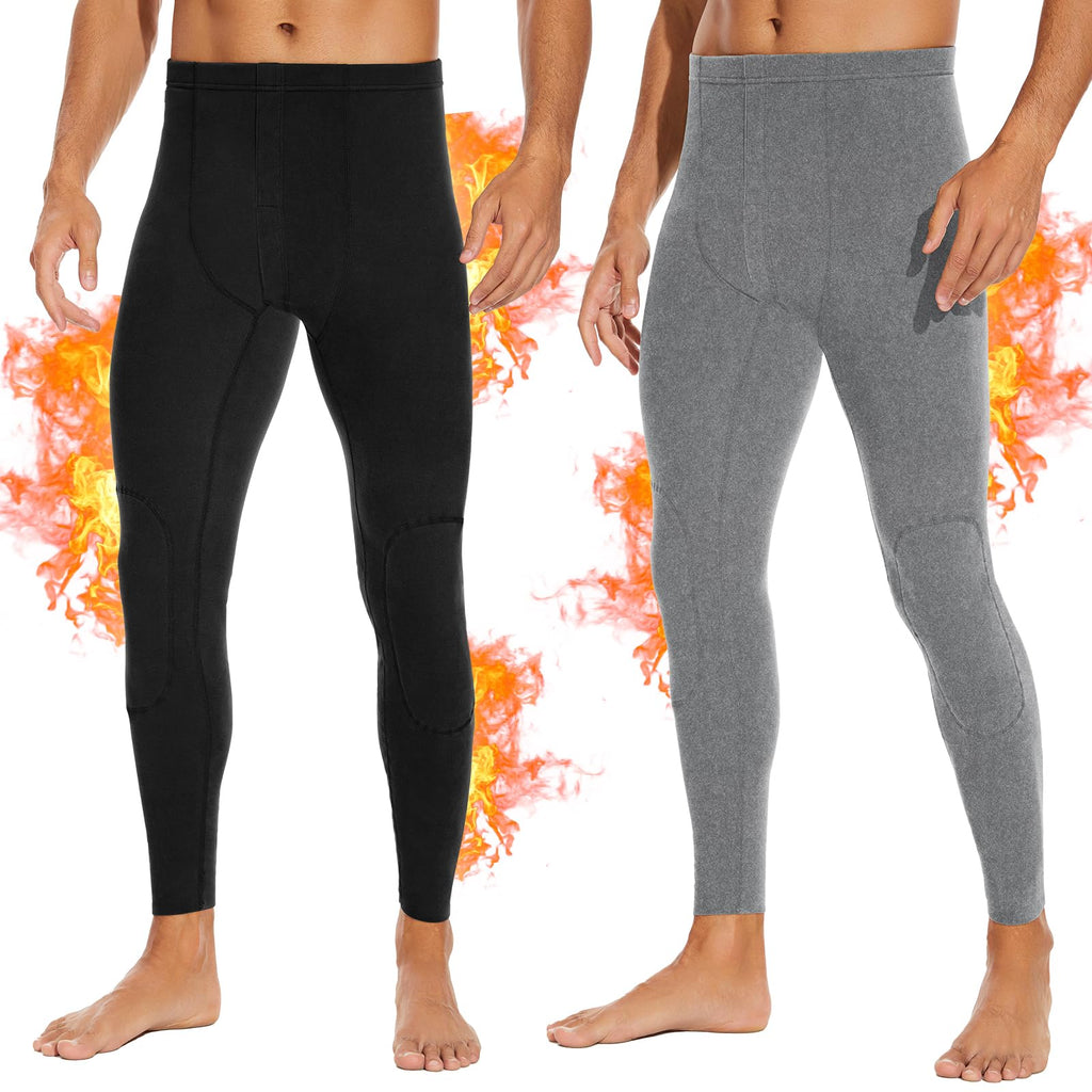 SIMIYA 2 Packs Mens Long Johns, Thermal Underwear for Men Soft Base Layer Mens Thermal Pants for Cold Weather