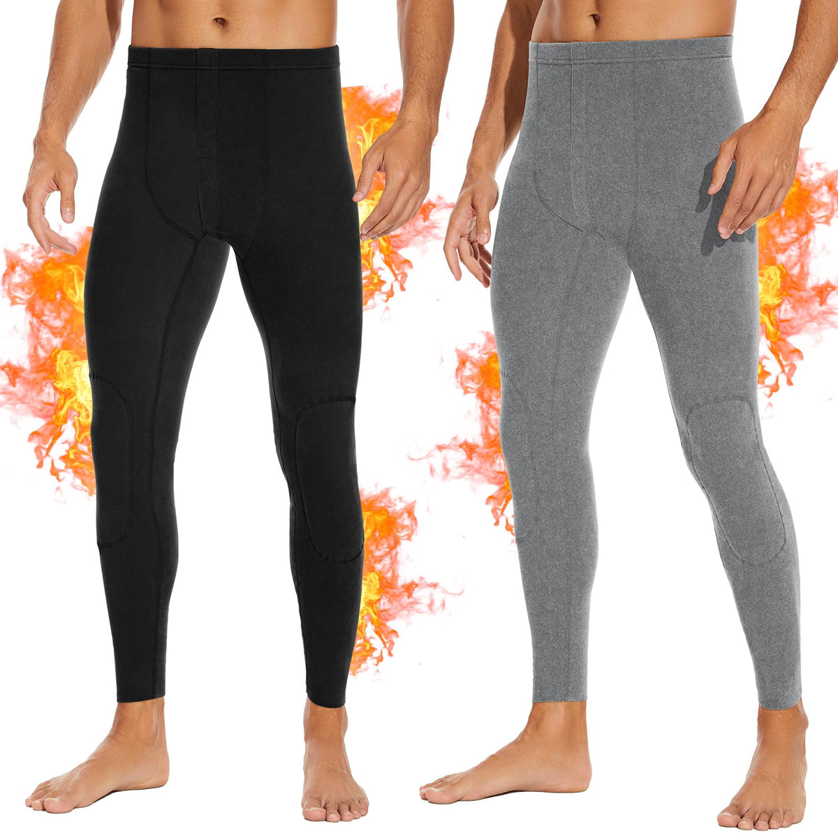 SIMIYA 2 Packs Mens Long Johns, Thermal Underwear for Men Soft Base Layer Mens Thermal Pants for Cold Weather