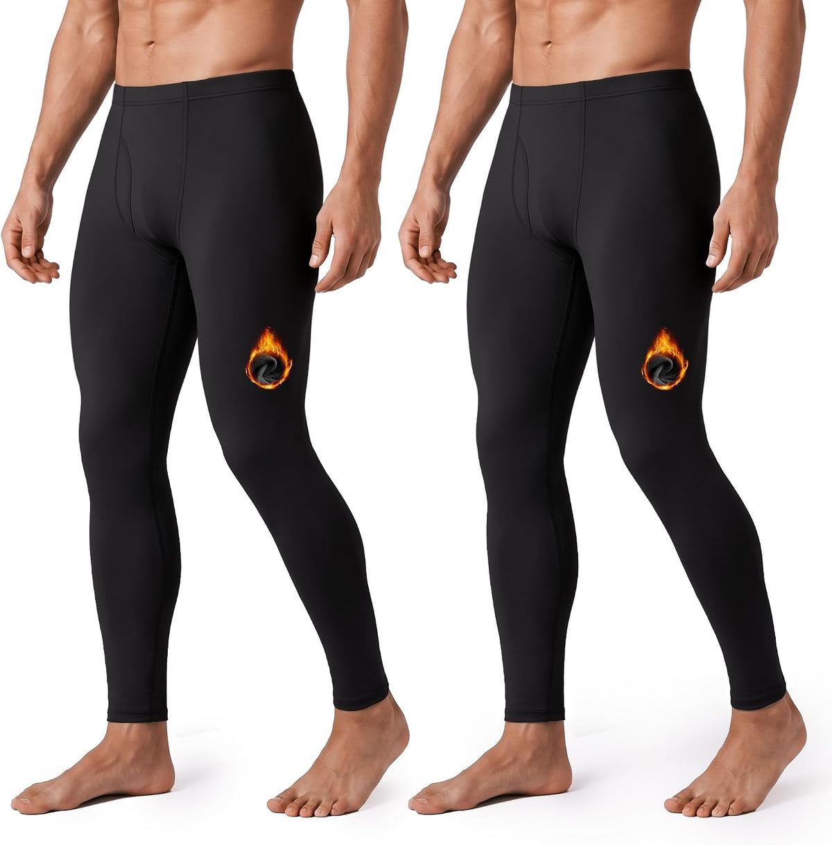 2 Pack Thermal Underwear for Men - Long Johns Fleece Lined Base Layer Pants