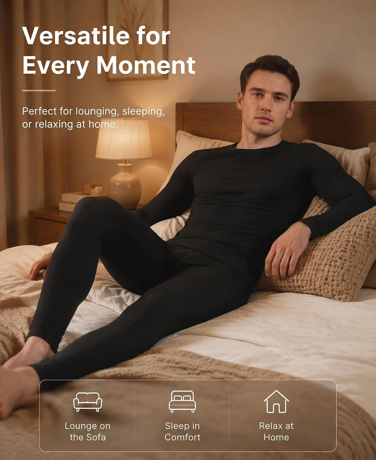 OYGSieg 3 Set Men's Thermal Underwear with Fleece Lined, Long Johns for Men