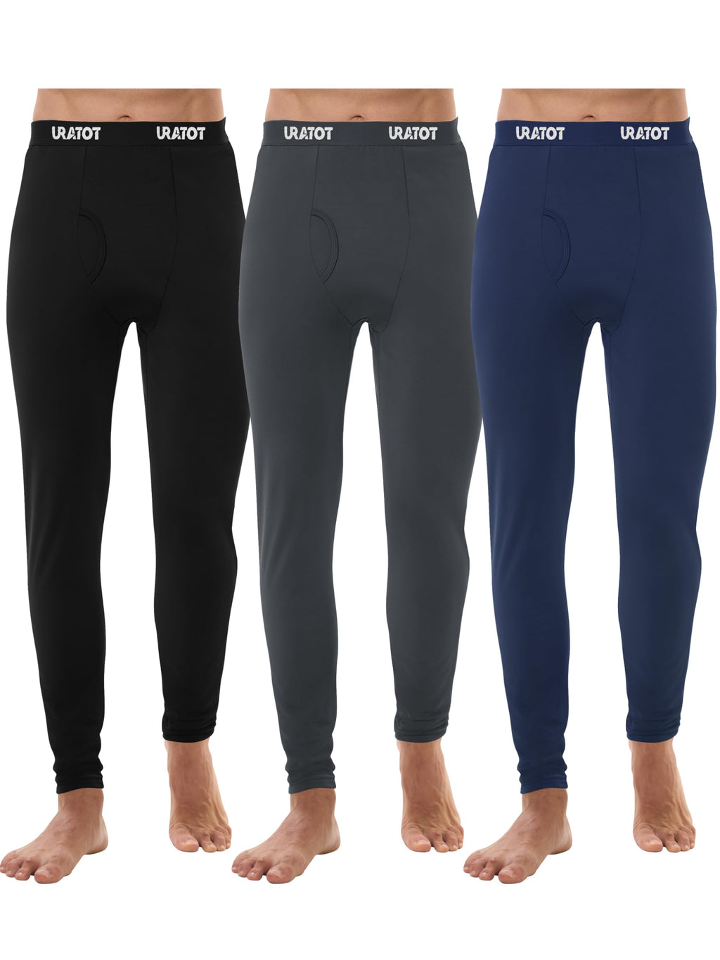 URATOT Men's Thermal Underwear Bottom Fleece Long Johns for Men Soft Warm Base Layer Thermal Pants for Cold Weather