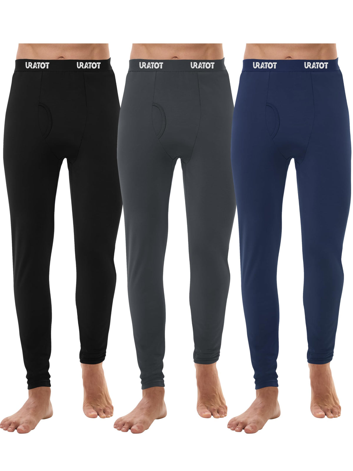 URATOT Men's Thermal Underwear Bottom Fleece Long Johns for Men Soft Warm Base Layer Thermal Pants for Cold Weather