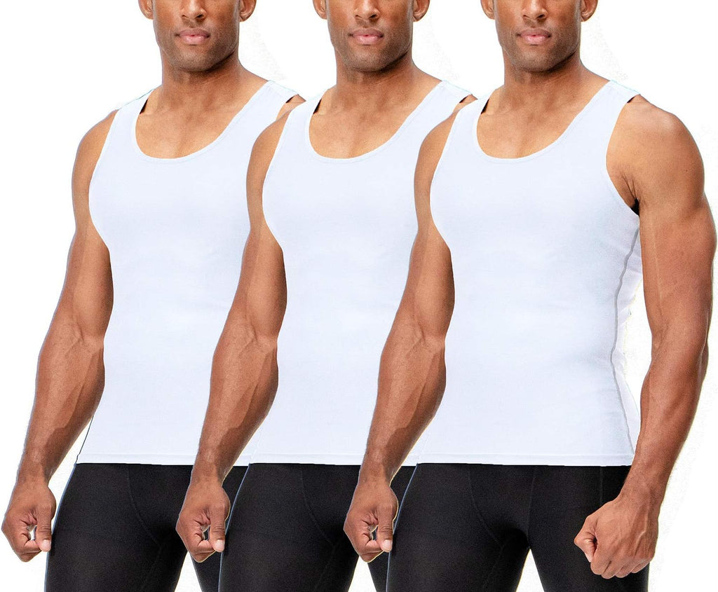 DEVOPS 3 Pack Men's Muscle Dry Fit Compression Tank Top Sleeveless Shirt