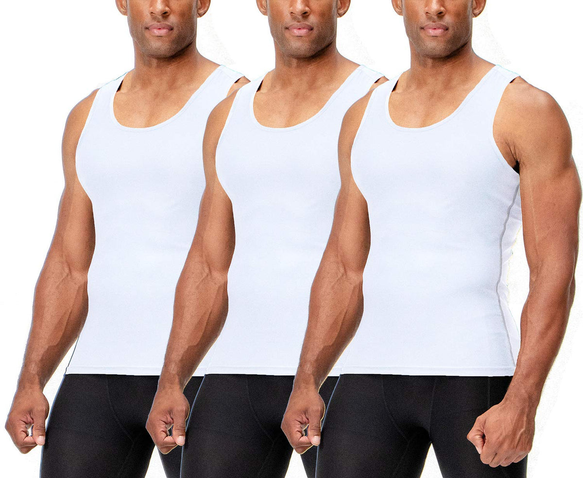 DEVOPS 3 Pack Men's Muscle Dry Fit Compression Tank Top Sleeveless Shirt