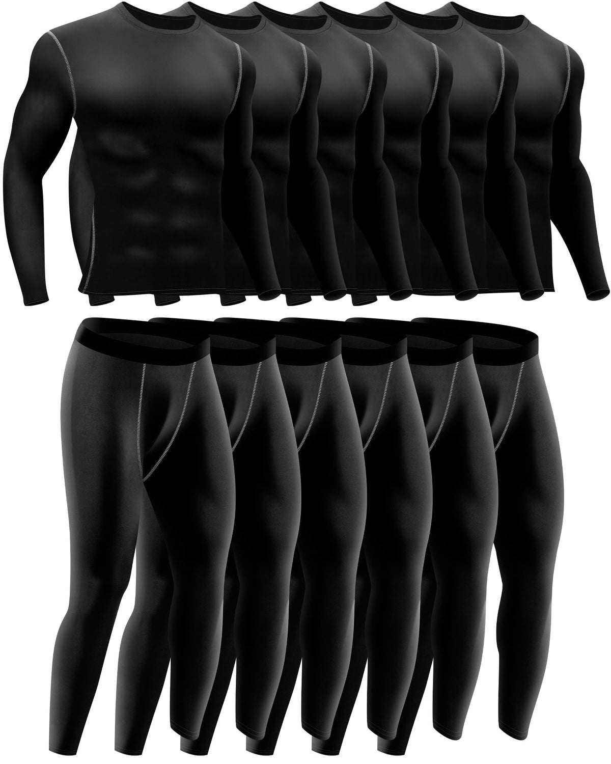 Hicarer 4/6 Set Mens Thermal Underwear Winter Base Layer