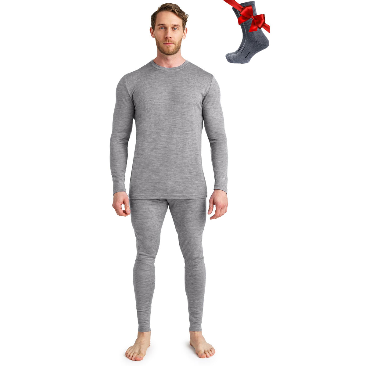 100% Merino Wool Base Layer Men Set - Thermal Underwear for Men Long Johns