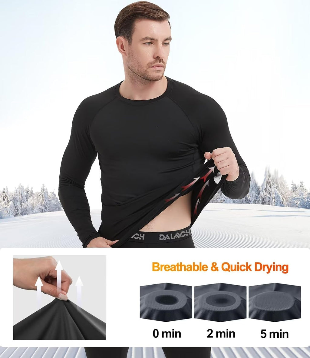 Dalavch 5 Pack Thermal Compression Shirts for Men Long Sleeve Fleece Lined