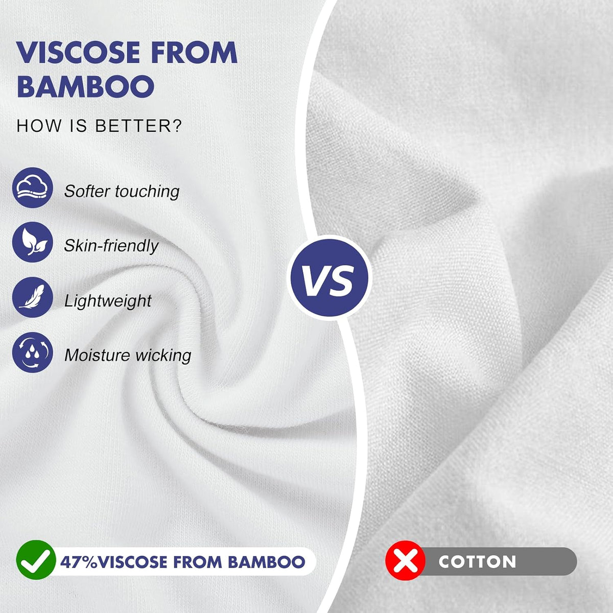 BAMBOO COOL Mens Undershirts Pack, Soft T Shirts for Men, Moisture Wicking